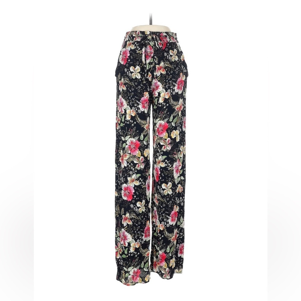 Zara Woman Black Floral Pants Size Medium